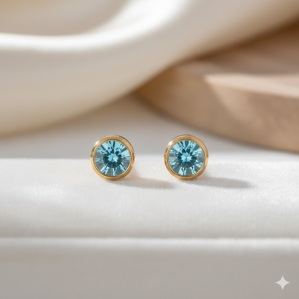 Aquamarine Birthstone Studs
