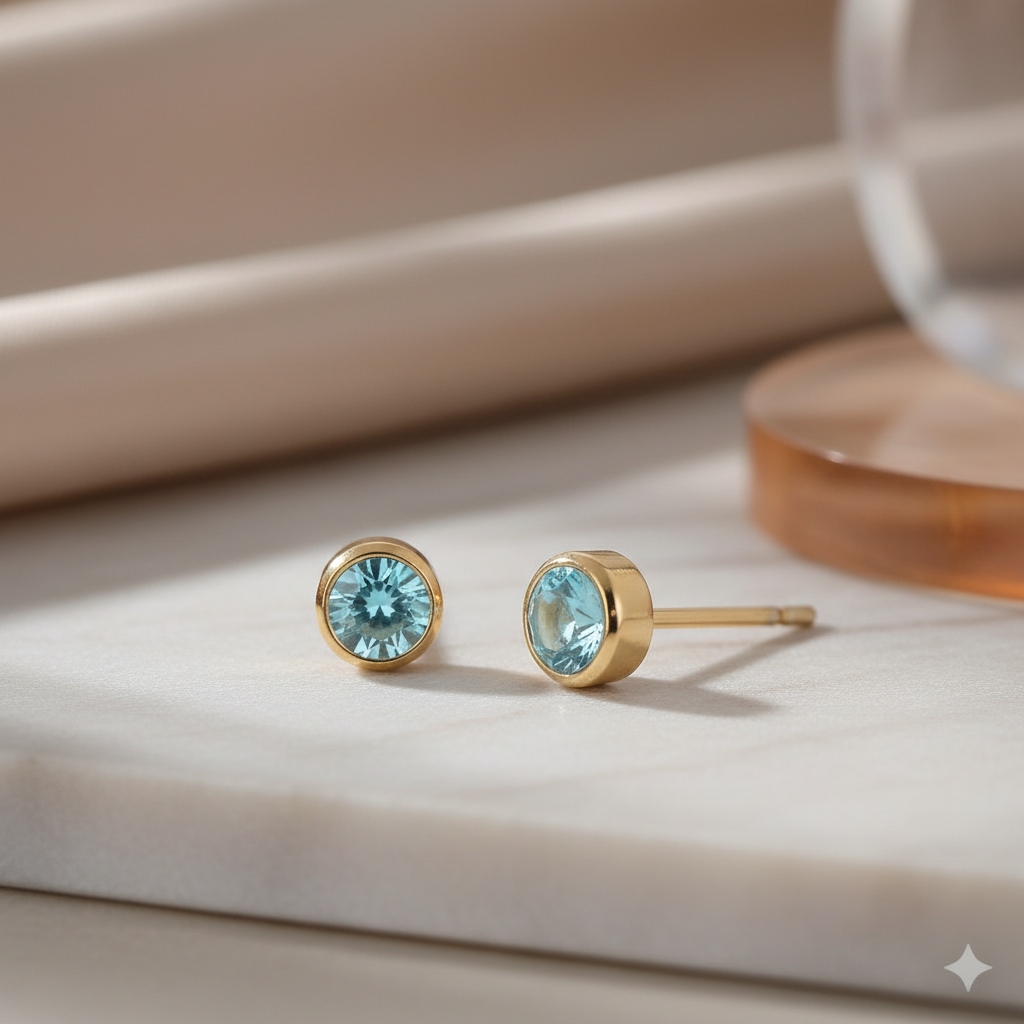 Aquamarine Birthstone Studs