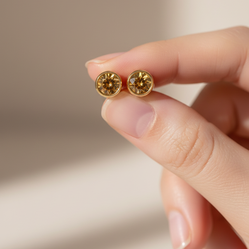 Citrine Birthstone Studs