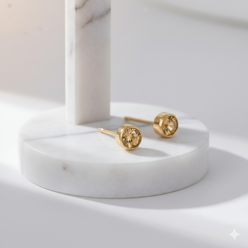 Citrine Birthstone Studs