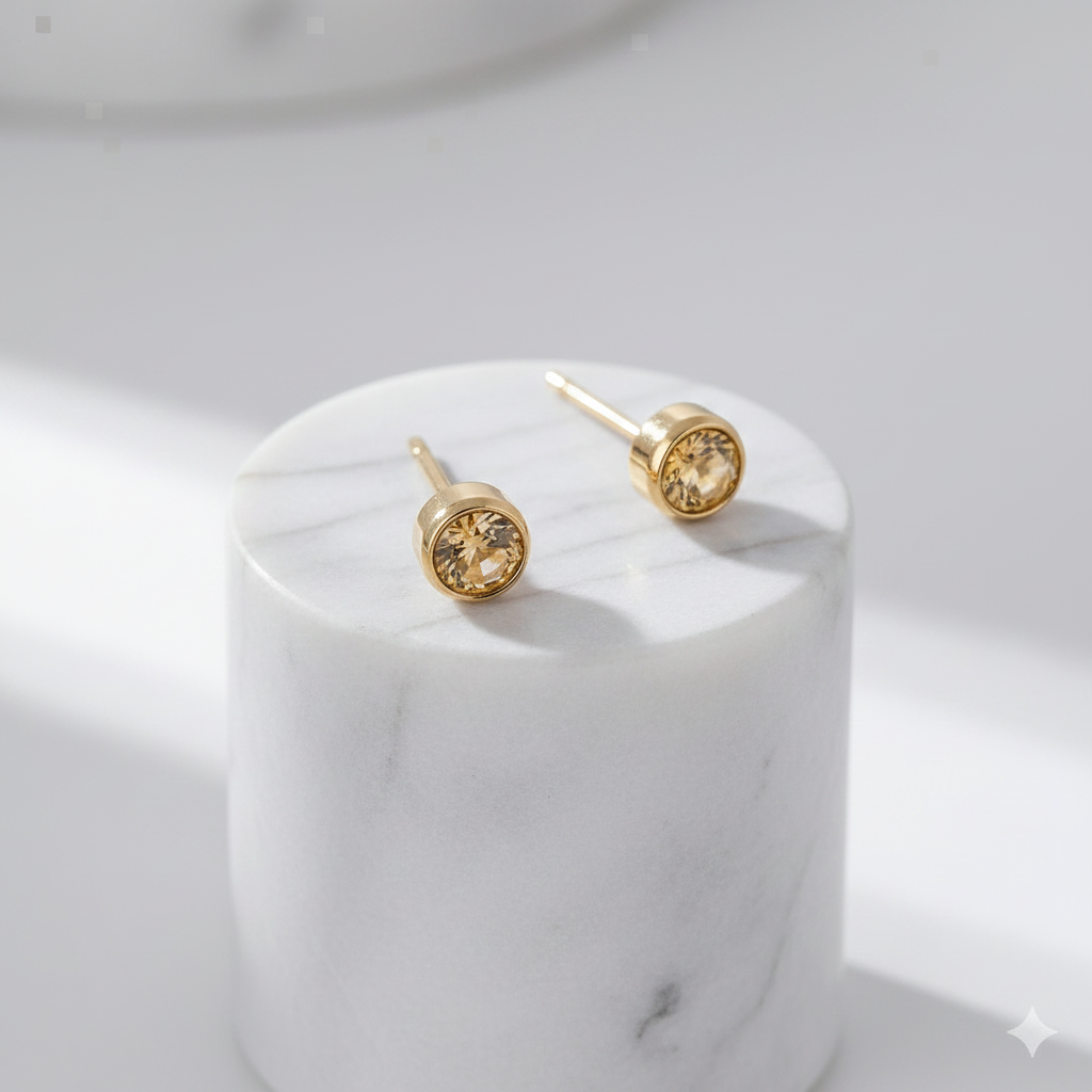 Citrine Birthstone Studs