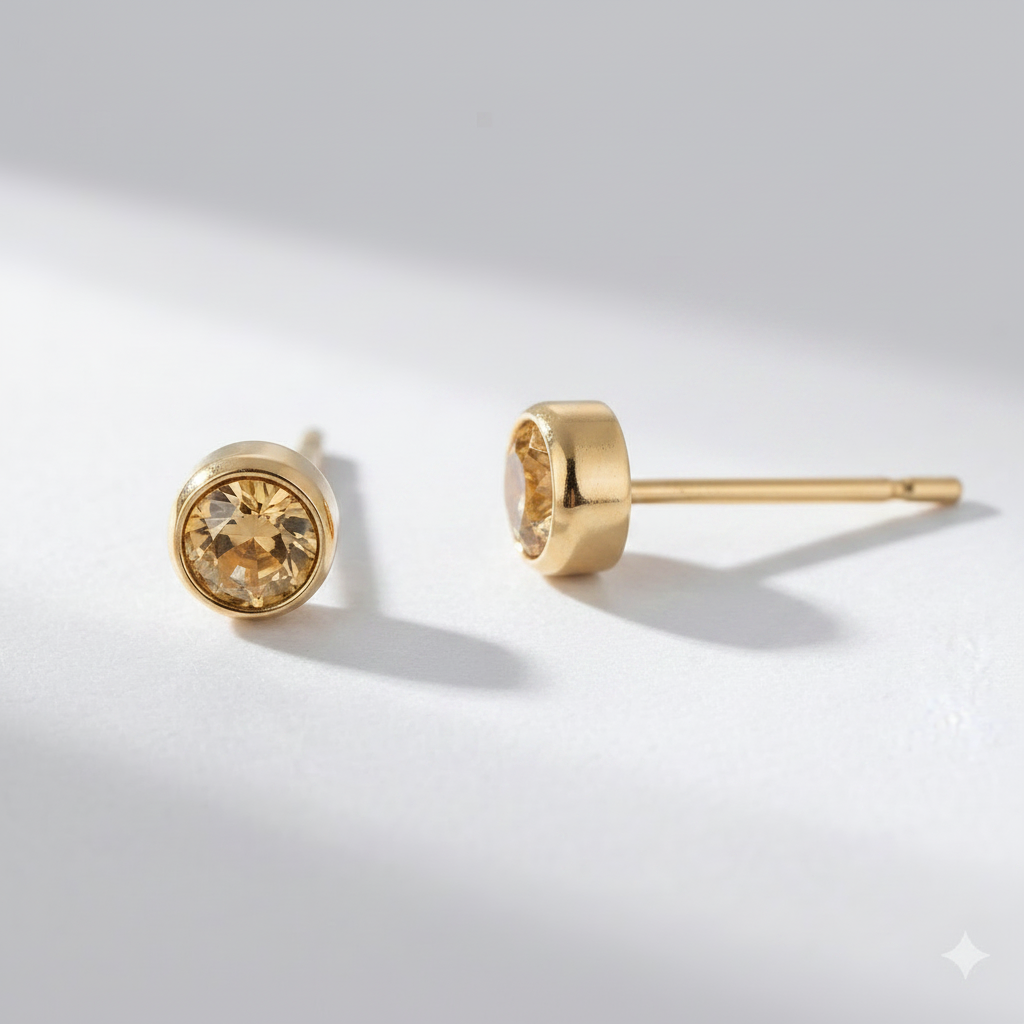 Citrine Birthstone Studs
