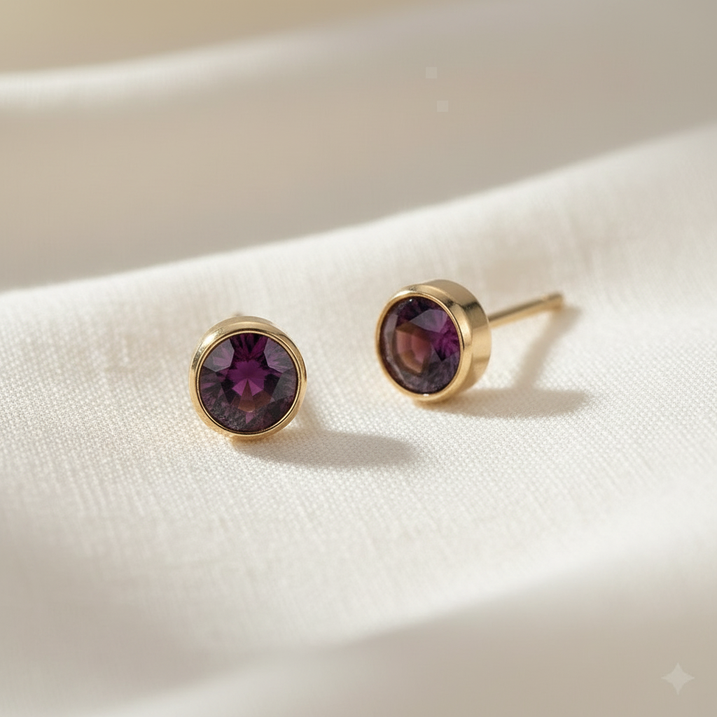 Garnet Birthstone Studs