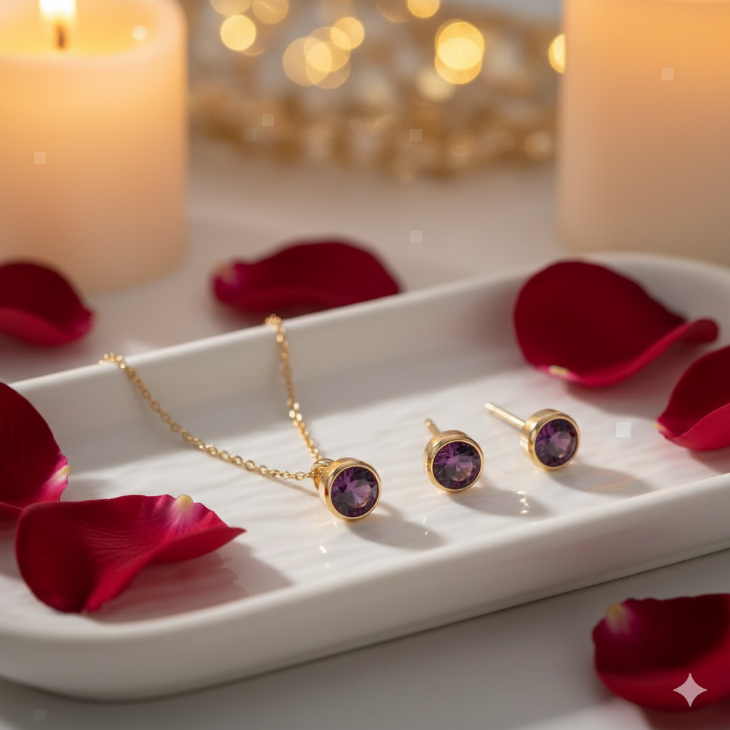 Garnet Birthstone Studs