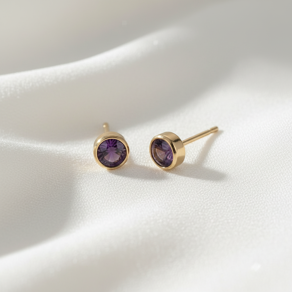 Garnet Birthstone Studs