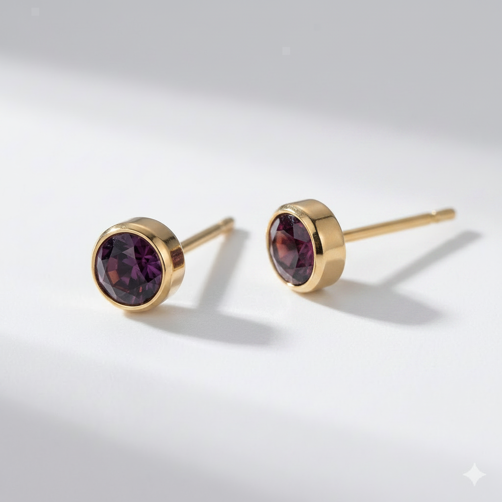 Garnet Birthstone Studs