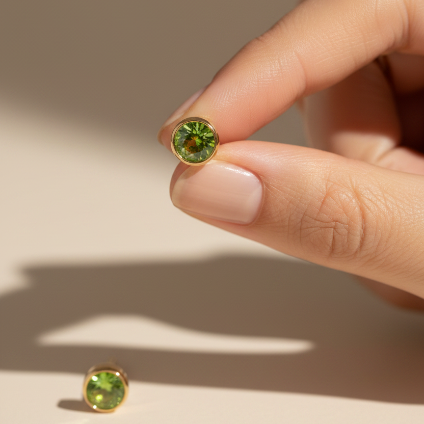Peridot Birthstone Studs
