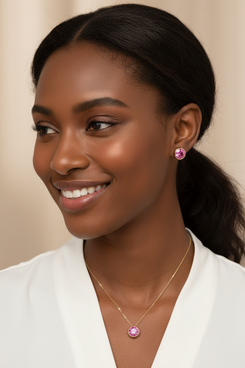 Pink Sapphire Birthstone Studs
