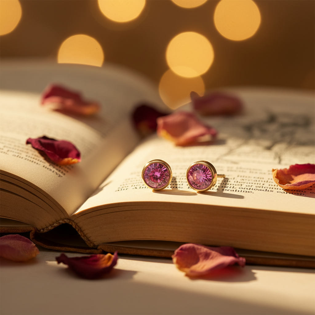 Pink Sapphire Birthstone Studs