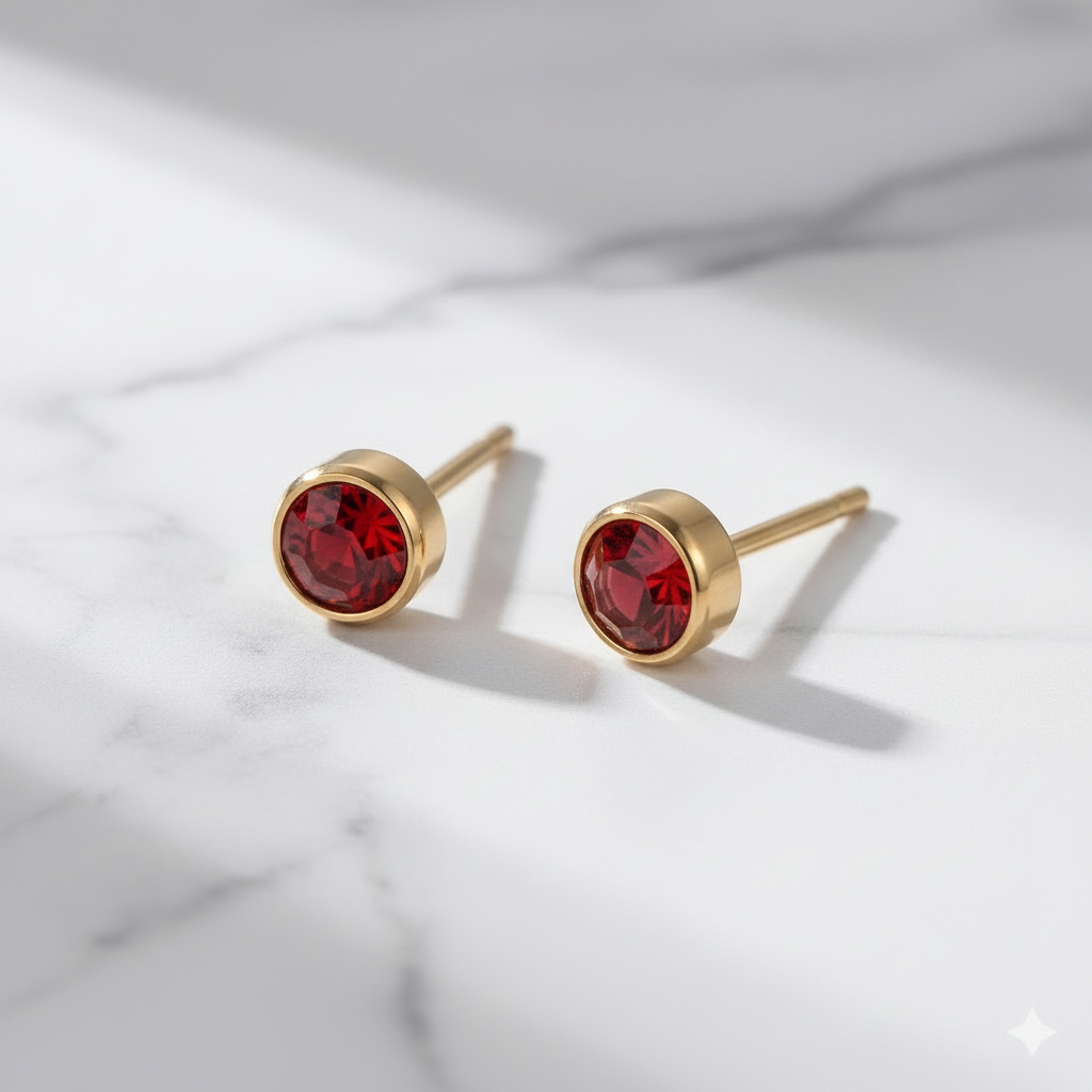 Ruby Birthstone Studs