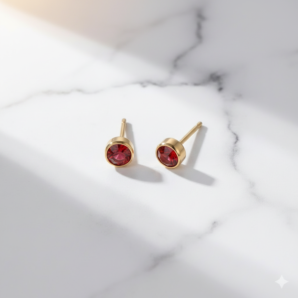 Ruby Birthstone Studs