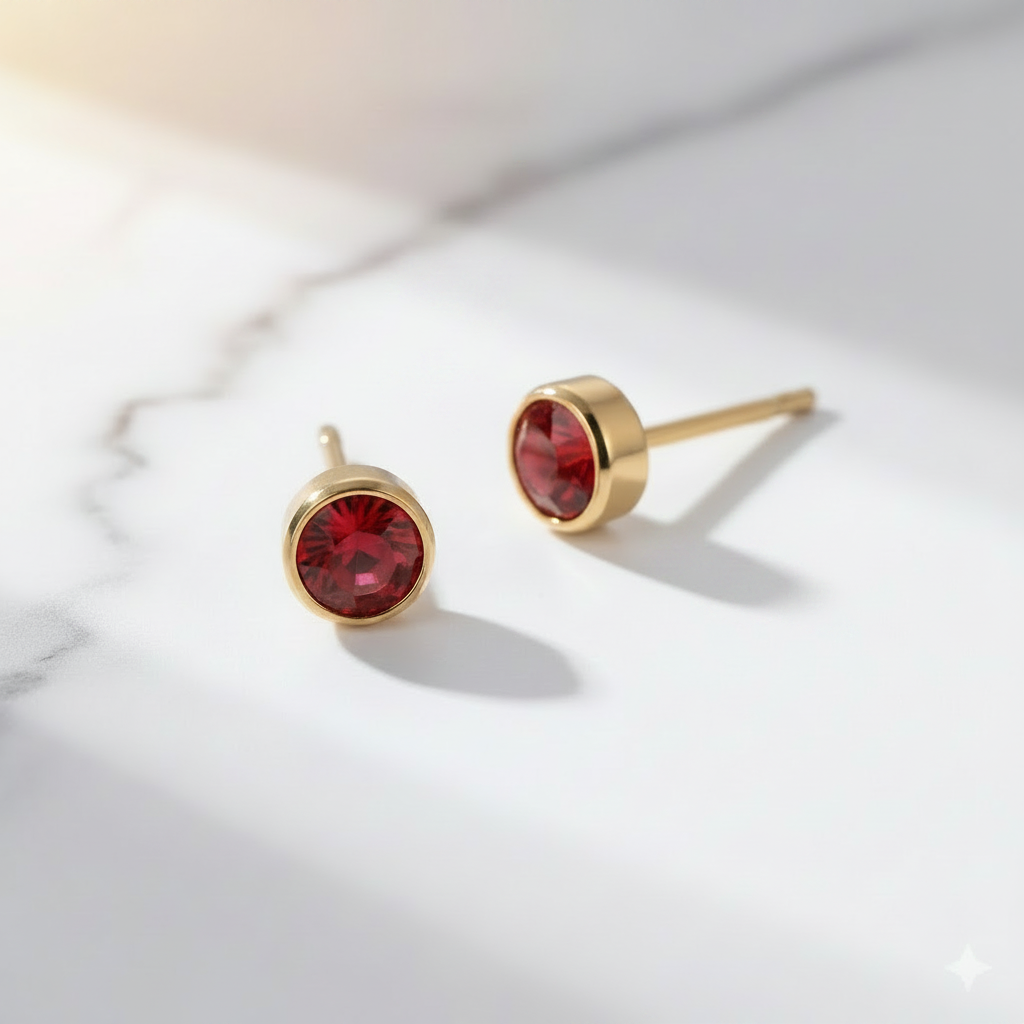 Ruby Birthstone Studs