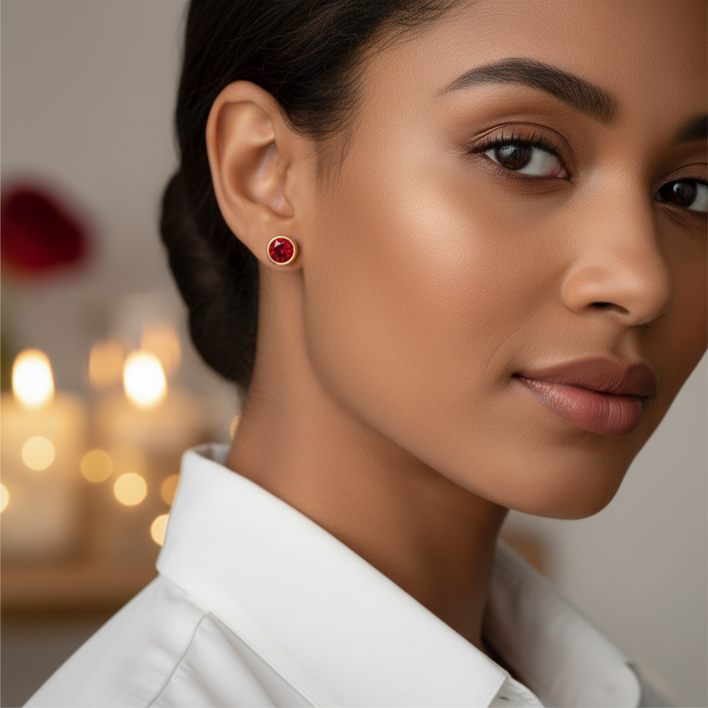 Ruby Birthstone Studs