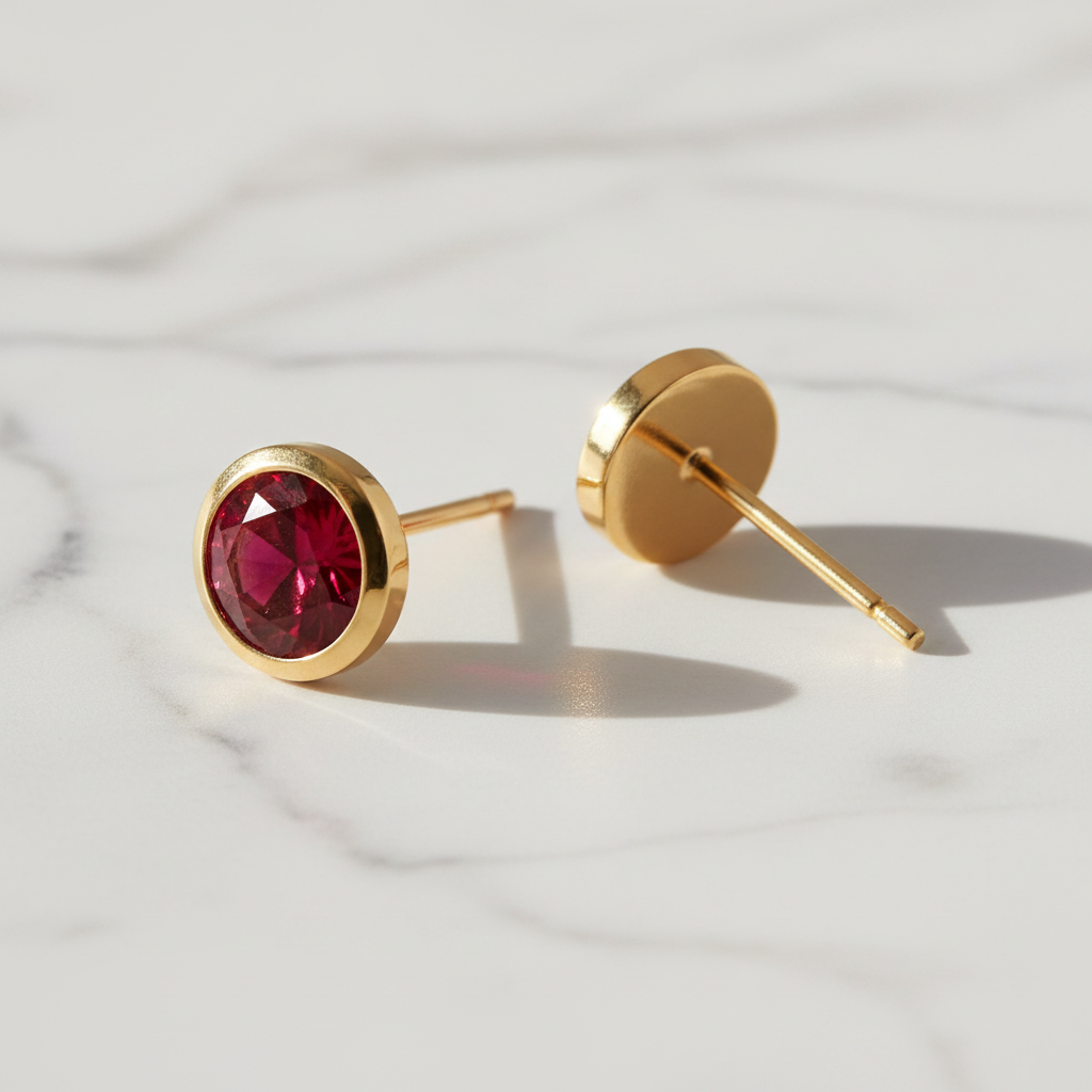 Ruby Birthstone Studs