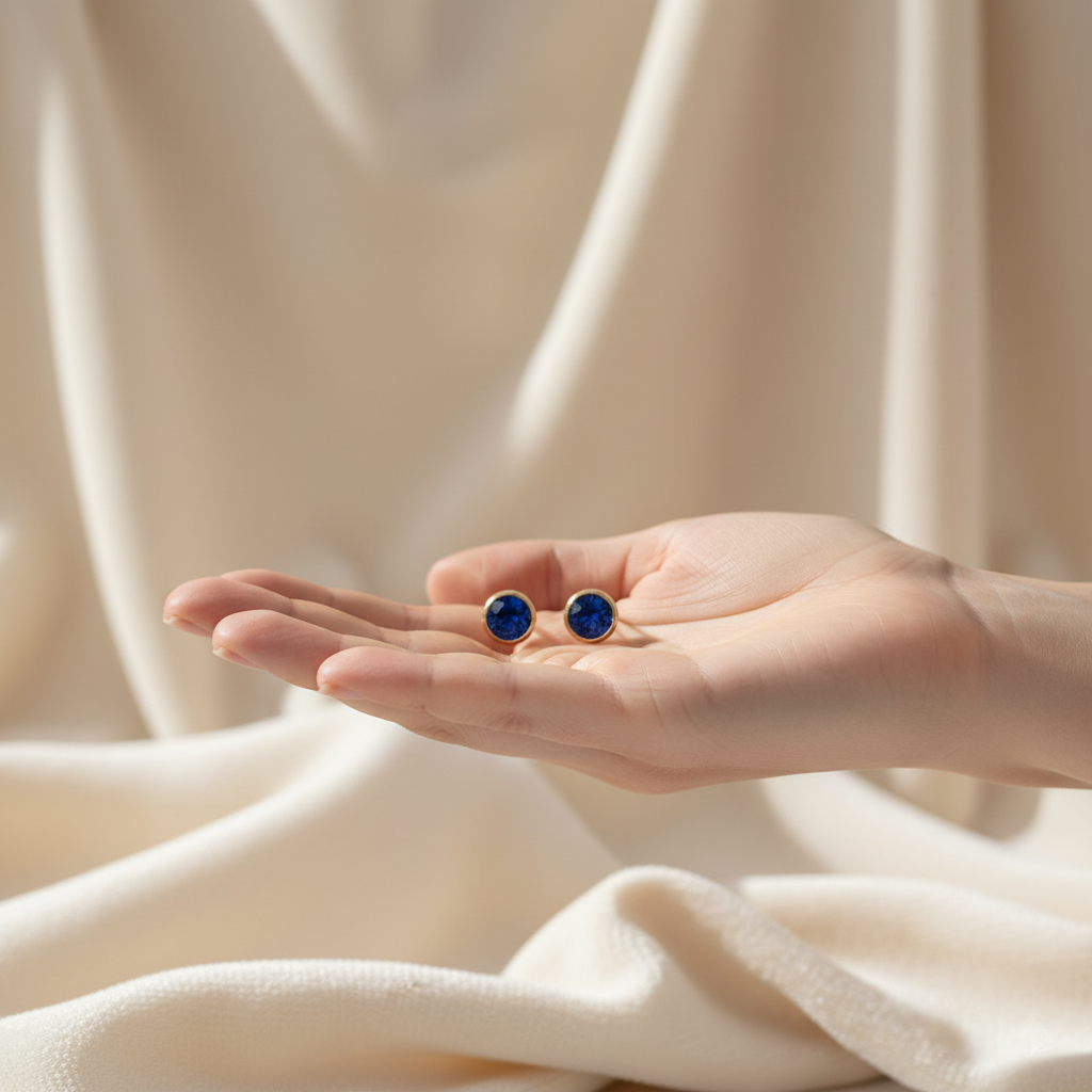 Sapphire Birthstone Studs Earrings
