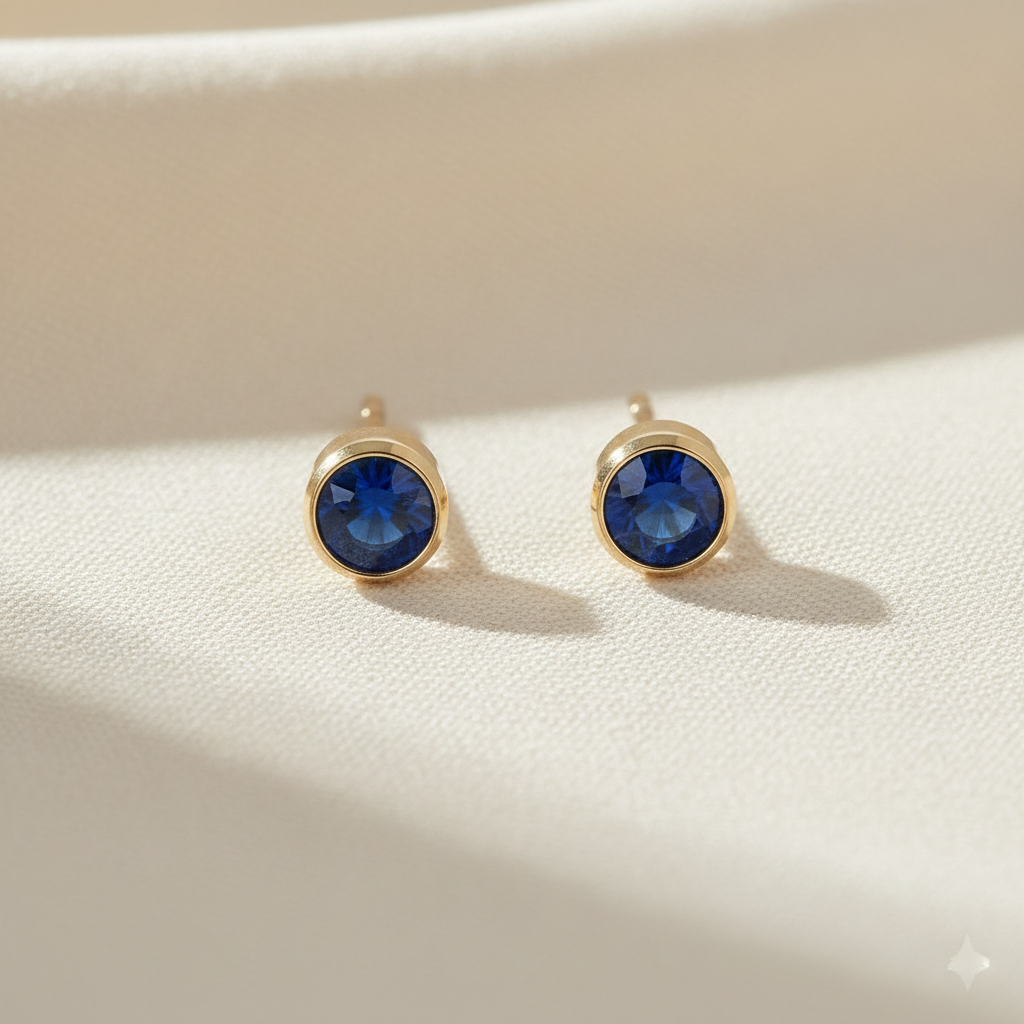 Sapphire Birthstone Studs Earrings