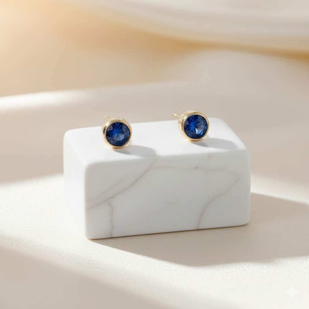 Sapphire Birthstone Studs Earrings
