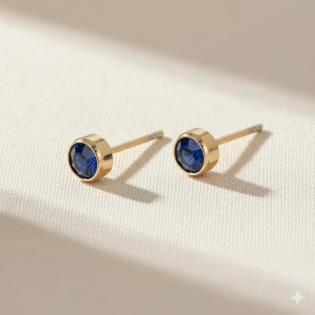 Sapphire Birthstone Studs Earrings