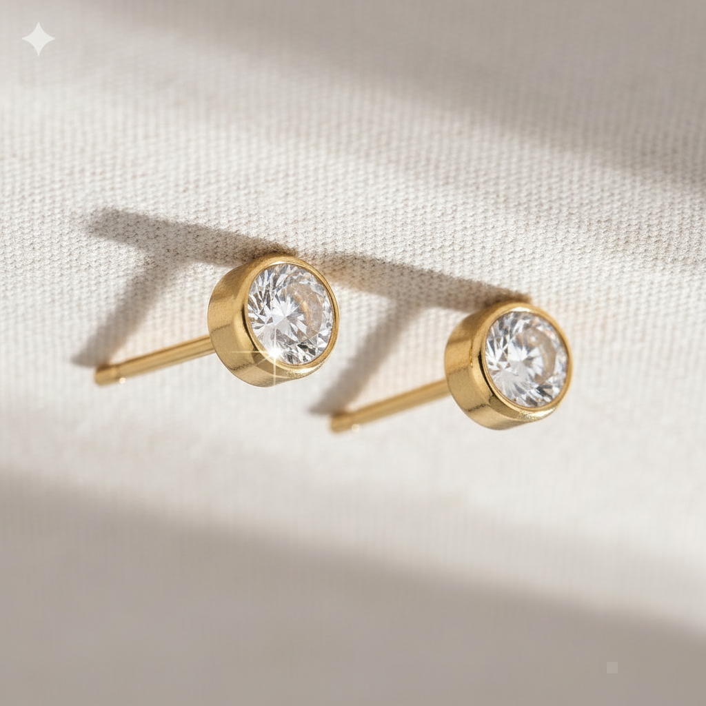 White Topaz Birthstone Studs