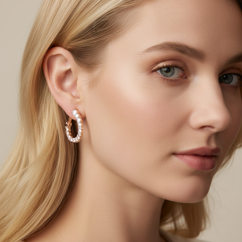 Rounded Zirconia Earrings