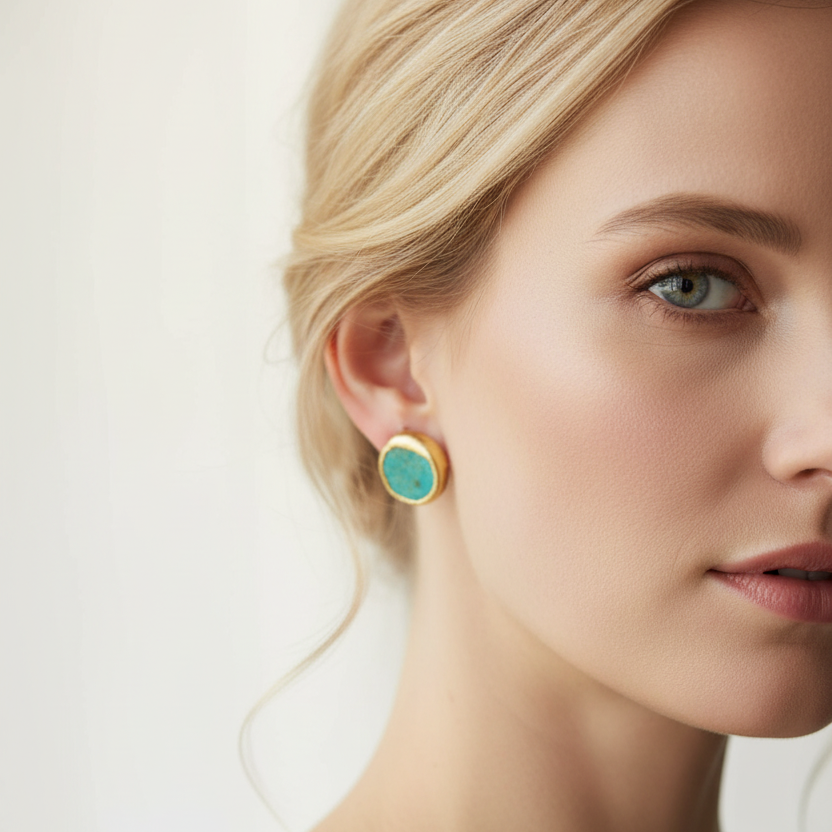 Vintage Turquoise Earrings in Gold