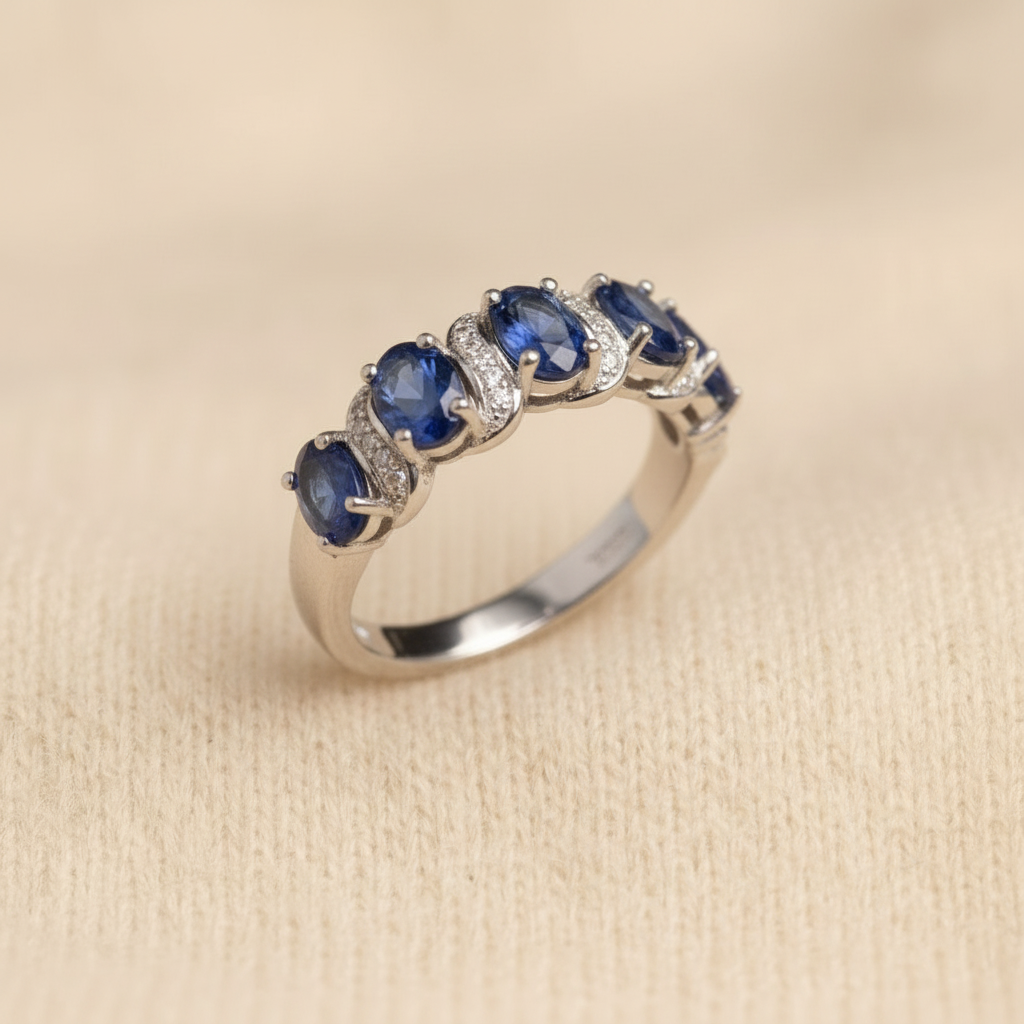 Natural Blue Kyanite Ring in Sterling Silver