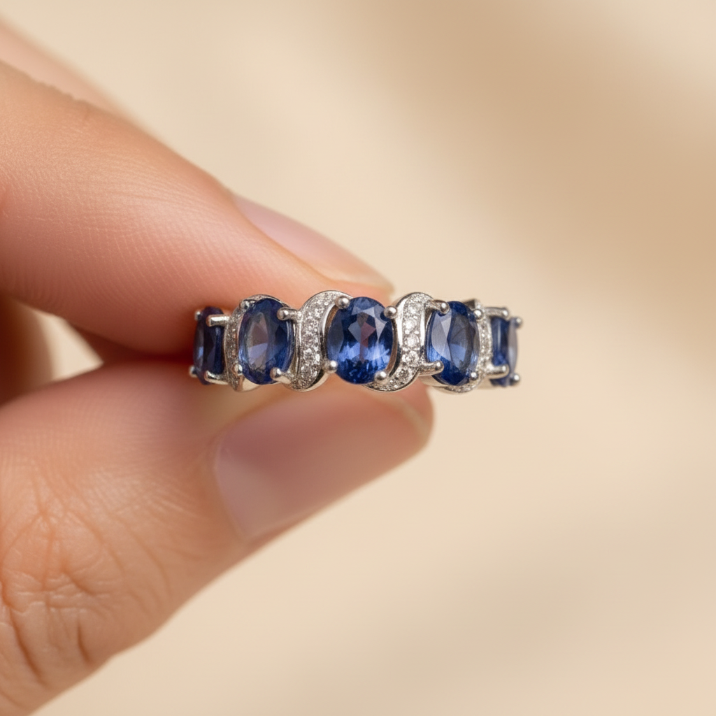 Natural Blue Kyanite Ring in Sterling Silver
