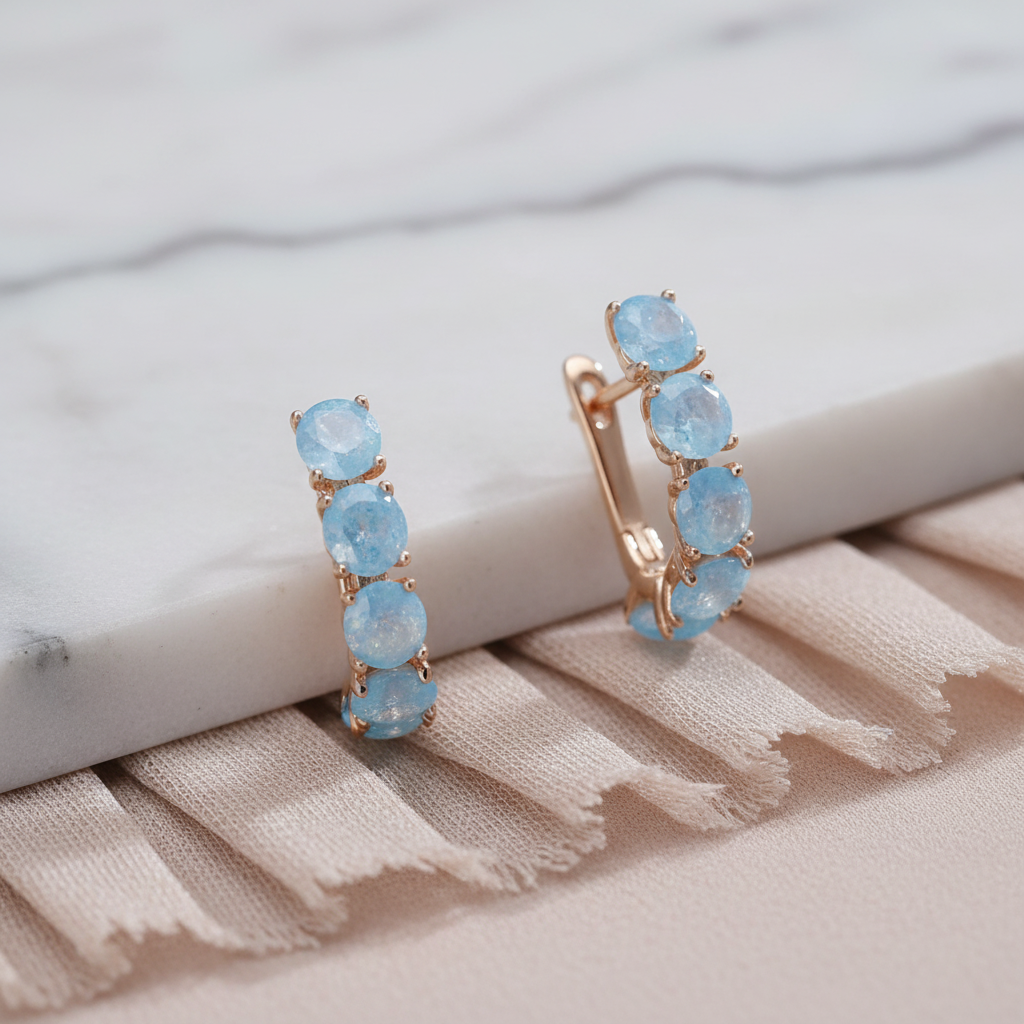 White Opal Gold Huggie Earrings