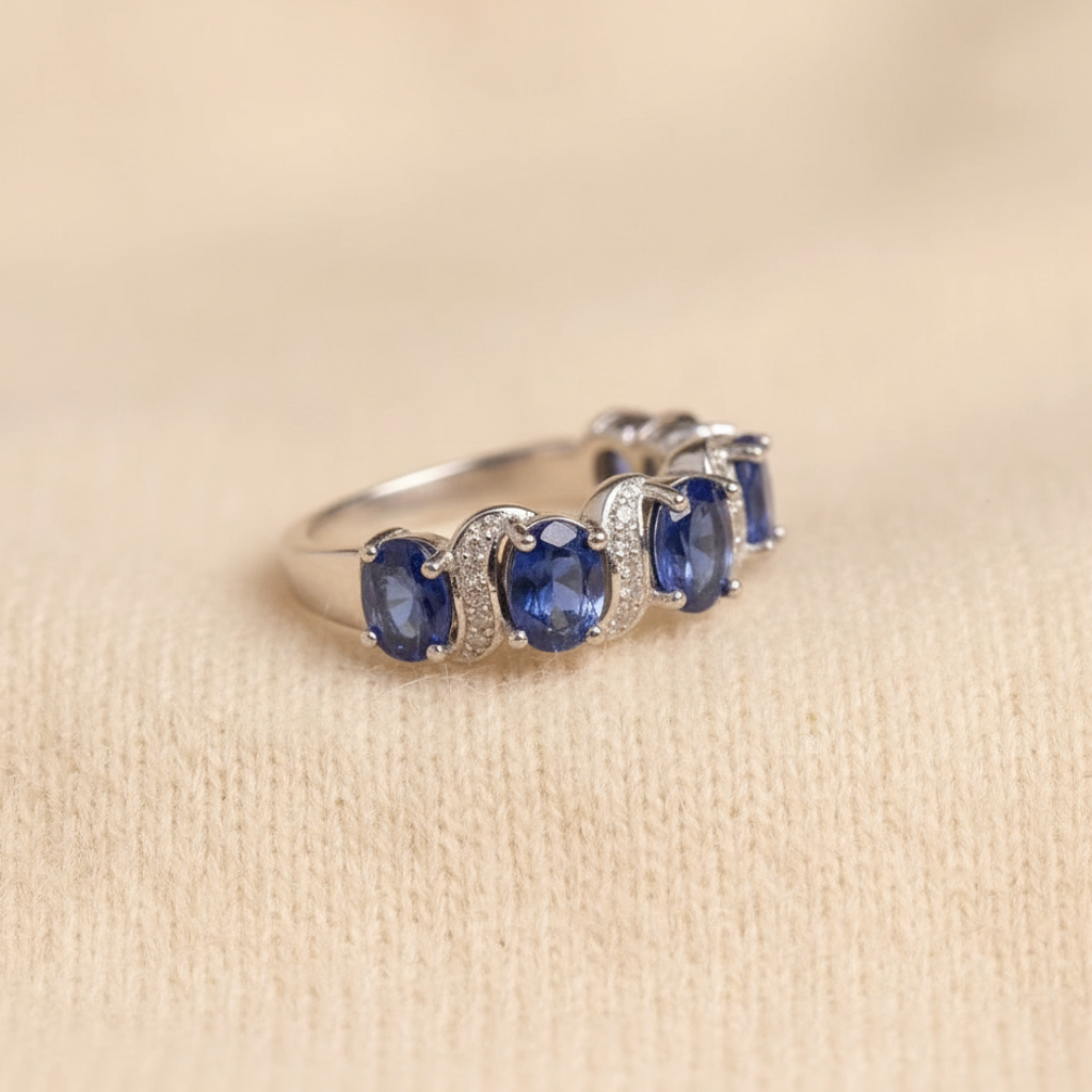 Natural Blue Kyanite Ring in Sterling Silver