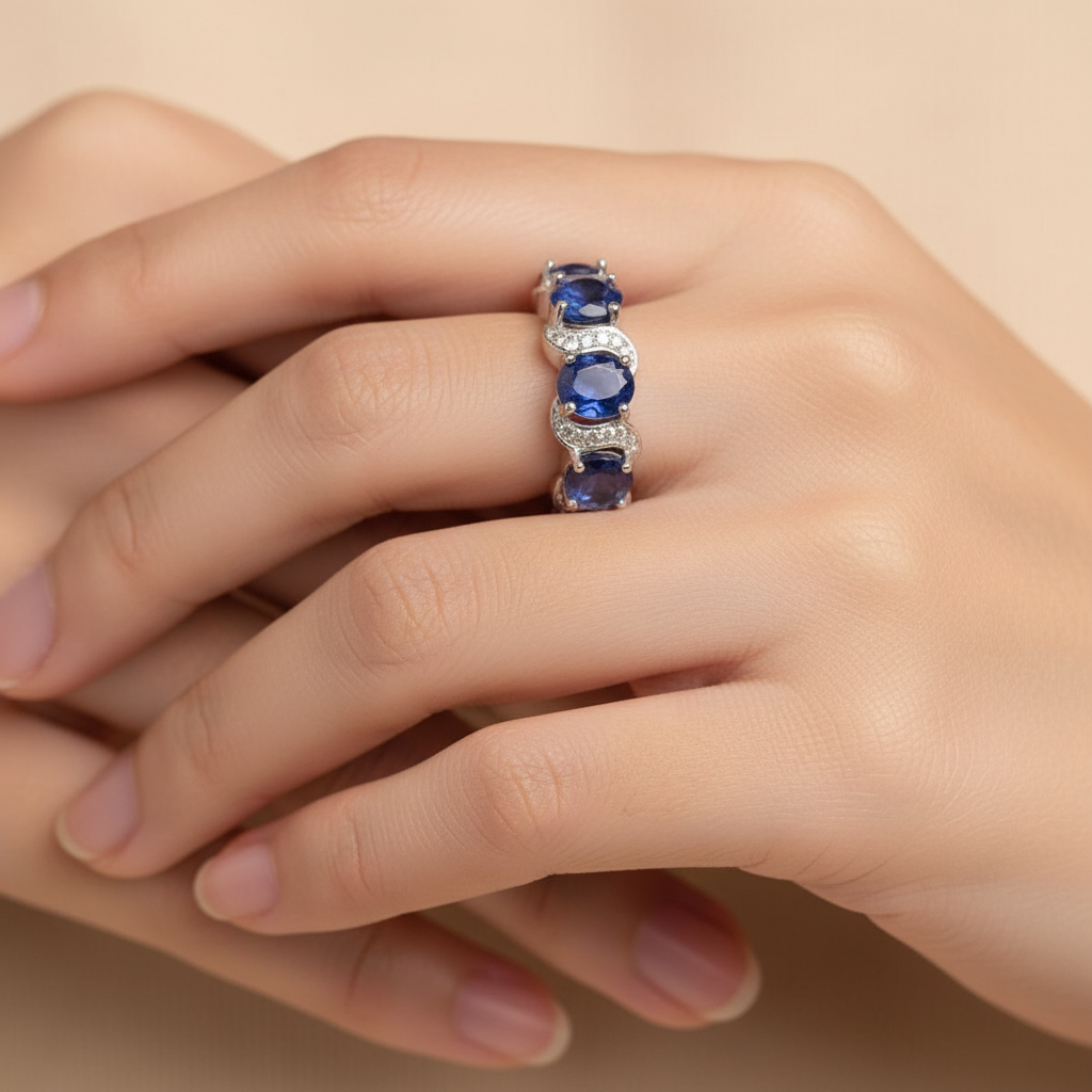 Natural Blue Kyanite Ring in Sterling Silver