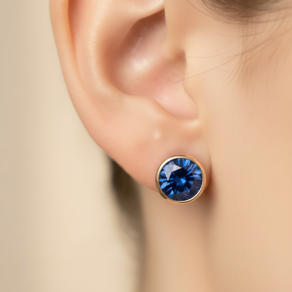 Sapphire Birthstone Studs Earrings