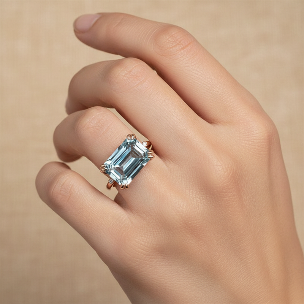 Vintage Blue Zirconia Solitaire Ring