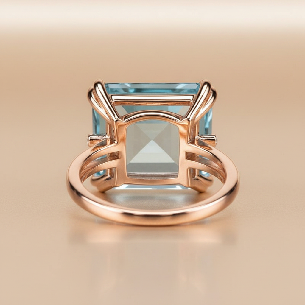 Vintage Blue Zirconia Solitaire Ring