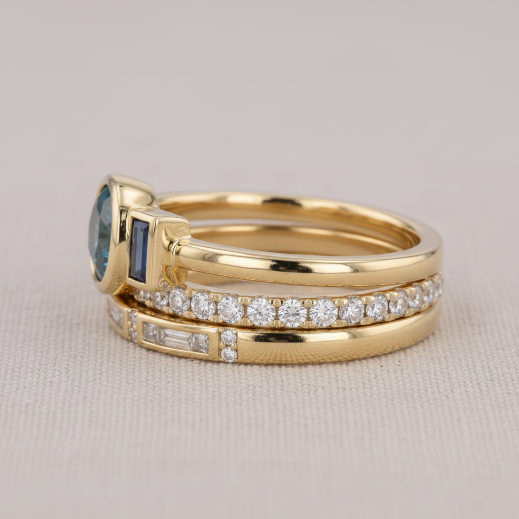 Vintage Blue Zirconia Ring Set