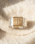 By Sophi Vintage Golden Threads Silver Ring flat-lay on warm cream