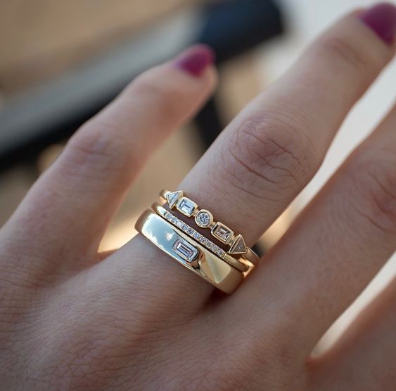 Vintage Zirconia & Gold Ring Set