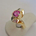 Vintage Garnet Rounded Glass Gold Ring