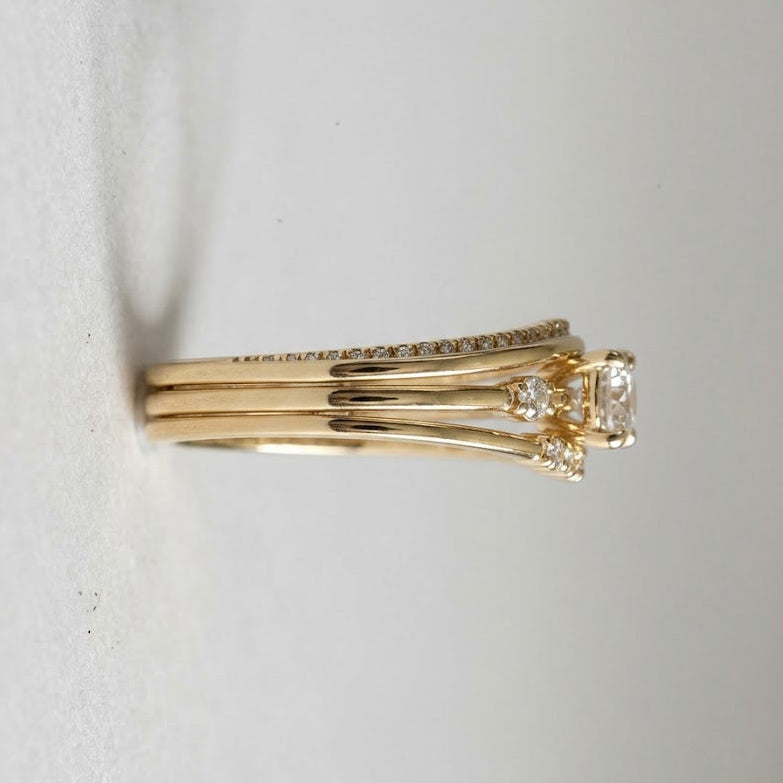 Layered Multi-Band Ring in Gold