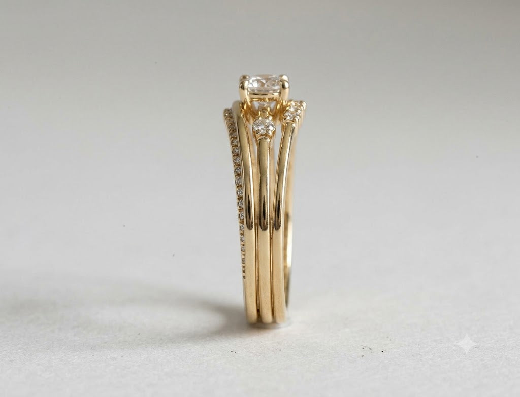 Layered Multi-Band Ring in Gold