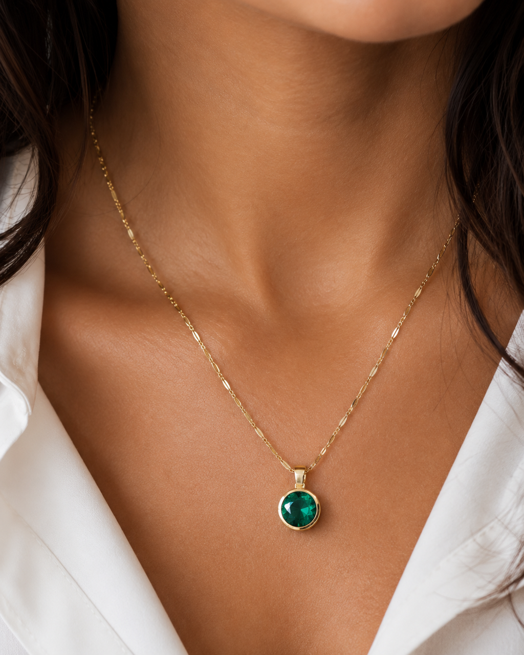 Emerald Birthstone Pendant Necklace