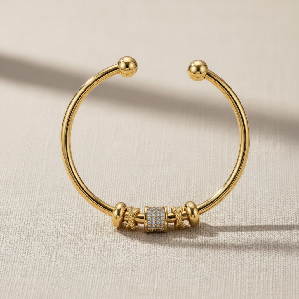 Adjustable Bracelet with Golden Charms