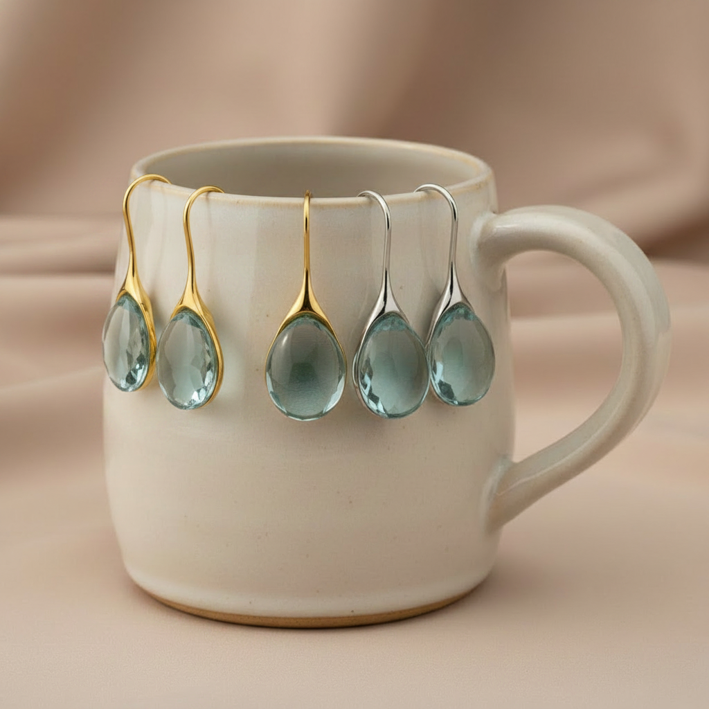 Crystal Drop Earrings in Gold and Silver