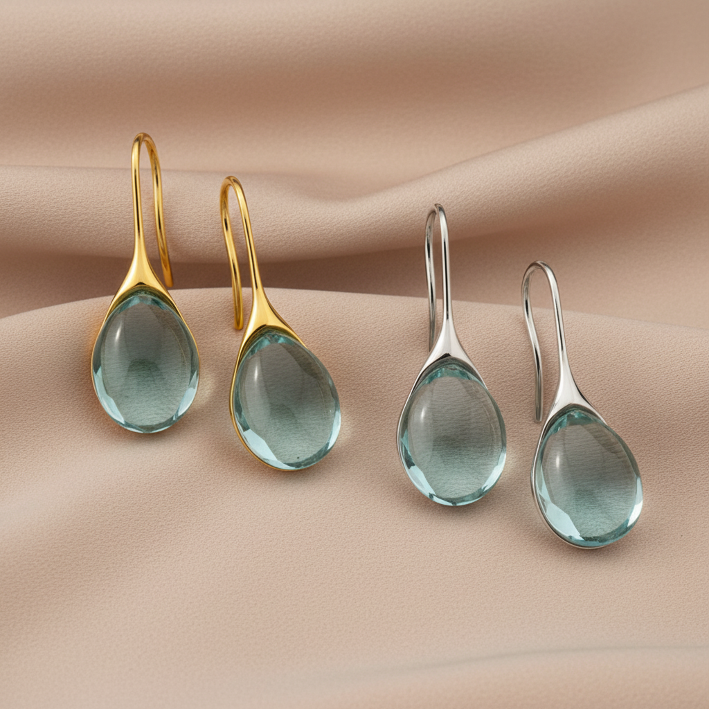 Crystal Drop Earrings in Gold and Silver