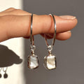 Vintage White Stone Dangling Silver Earrings
