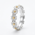 Adjustable Daisy Ring in Silver & Enamel