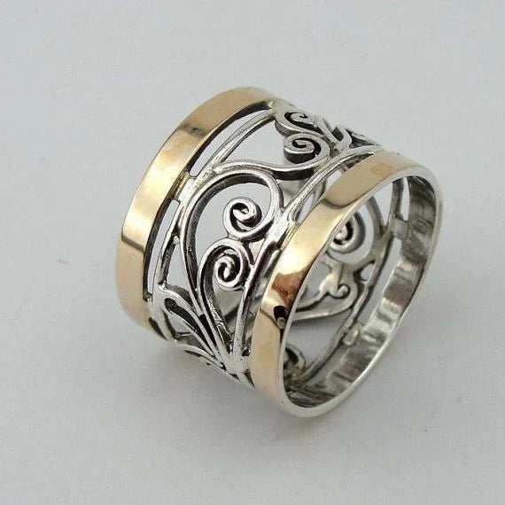 Hollow Ivy Gold & Silver Ring