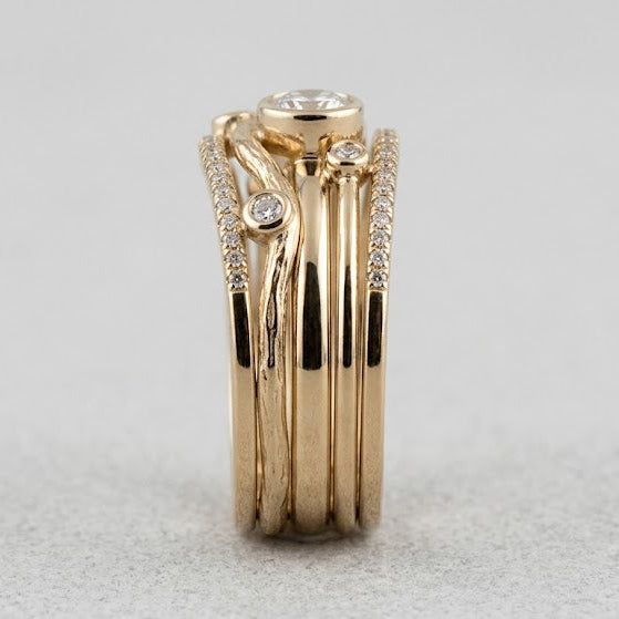 Layered Multi-Band Ring in Gold
