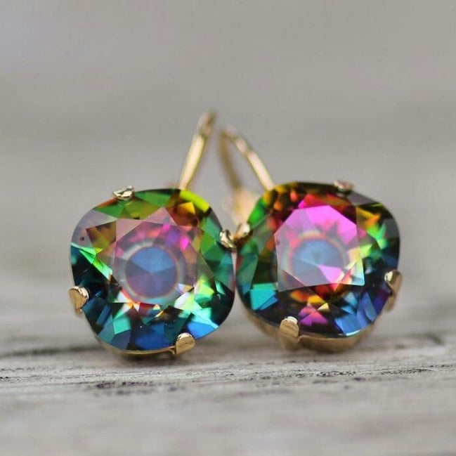 Vintage Rainbow Zirconia Earrings