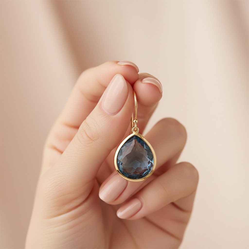 Vintage Blue Crystal Drop Earrings