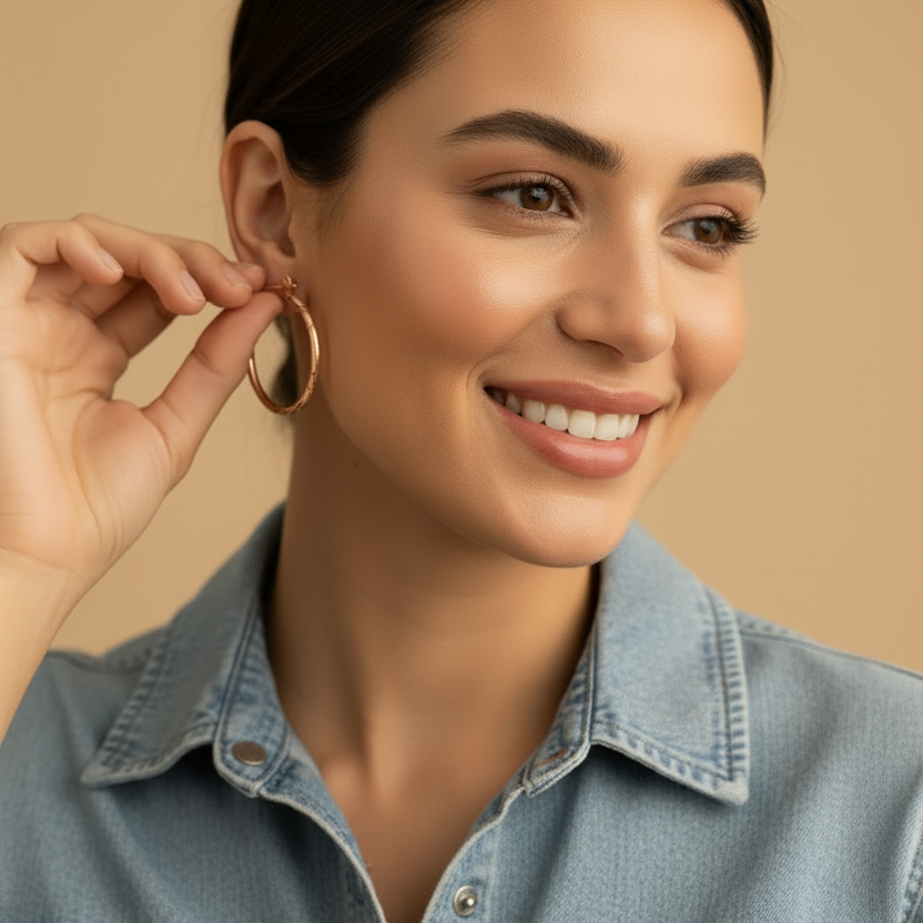 Vintage Silver engraved Hoop Earrings